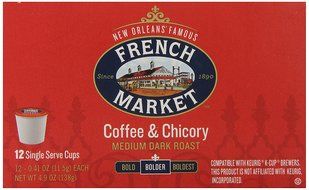 French Market Coffee Single Serve Cups, Medium-Dark Roast With Chicory, 12 count N4