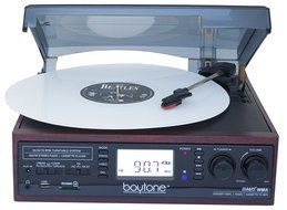 Boytone BT-19DJM-C 3-speed Turntable, 2 Built in Speakers Large Digital Display AM/FM, Cassette, USB/SD/AUX/MP3...