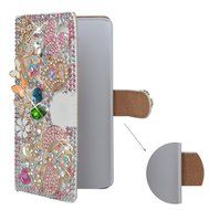 Spritech(TM) 3D Handmade Pure Pink Crystal Flower colorful Butterfly Loving Heart Diamond Design Leather Wallet... N5