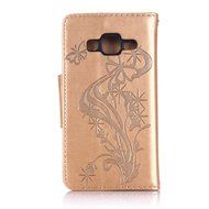 Galaxy Core Prime Case,ikasus Glitter Diamond Embossing Flowers Lily Butterfly PU Leather Flip Wallet Pouch Stand... N5