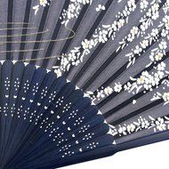 BIGOCT 265B Japanese Handheld Butterfly Silk Handheld Folding Fan, Light Blue, One Size N2