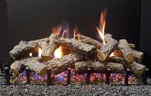 Sierra Gas Log Kit with Bi-Flo Burner - Natural Gas 30" Vented Gas Logs - Majestic Oak N3
