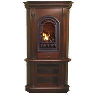 HearthSense Natural Gas Vent Free Gas Tower Corner Fireplace - 20,000 BTU, Cherry Finish