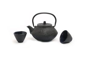 Guro Cast Iron Sigma Teapot 27 Ounce Tea Set (Black) N8