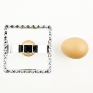 Zoie + Chloe Ravioli Maker Cutter Stamp 2-Set - Round &amp; Square Shape Mold - Large Size Aluminum Press with Natural... N3