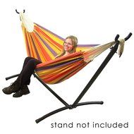 Sunnydaze Premium 100 % Natural Tightly Woven Cotton Double Brazilian Hammock and Stand Set, Ocean View, 400 Pound... N16