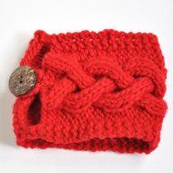 Gifts Under 10, Teacher Gift, Stocking Stuffer, Cabled cup cozy, mug hugger, coffee warmer, cup cozy Red N2
