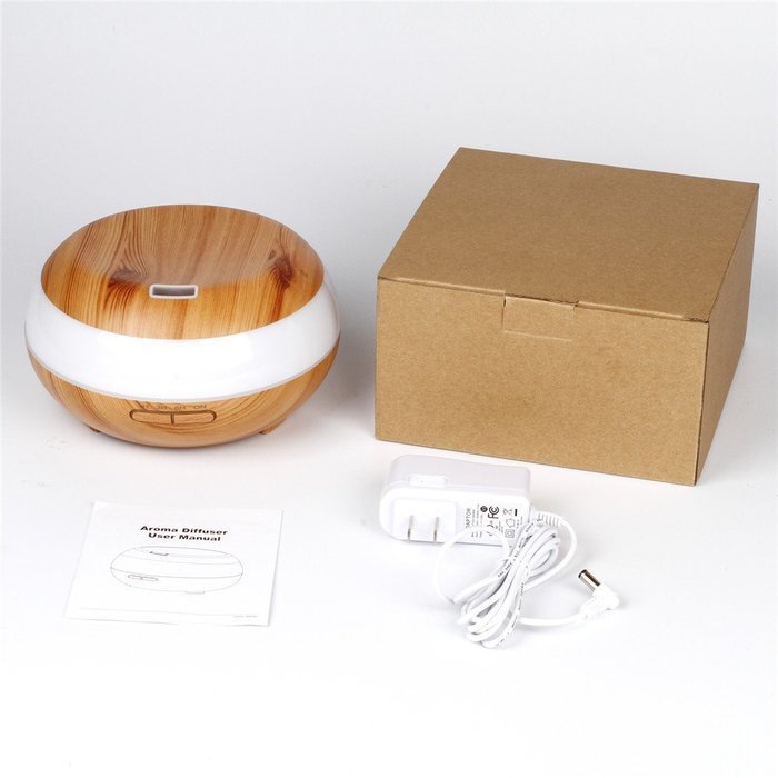 HEIOKEY 300ml Aroma Essential Oil Diffuser Wood Grain Cool Mist Ultrasonic Humidifier with 4 Timer Settings,7...