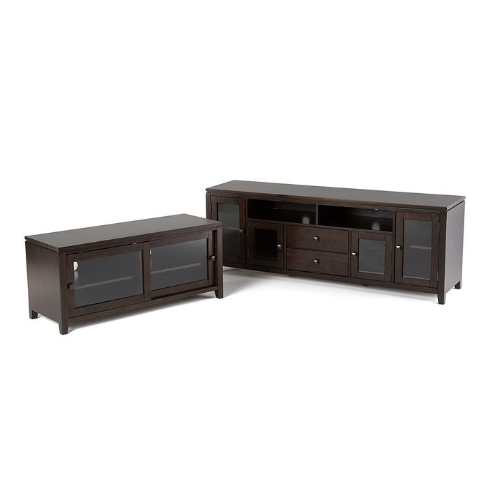 Simpli Home Cosmopolitan Wide TV Media Stand, 72", Coffee Brown N6