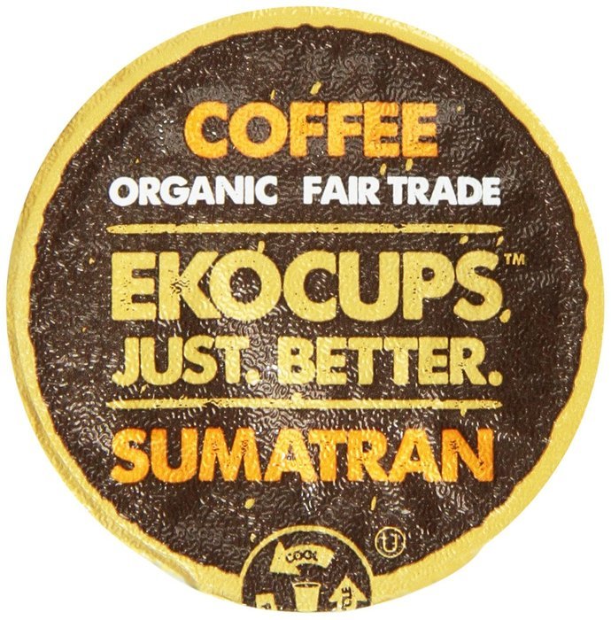 EKOCUPS Artisan Organic&nbsp;Sumatran Coffee, Dark roast, in Recyclable Single Serve Cups for Keurig K-cup Brewers,... N5