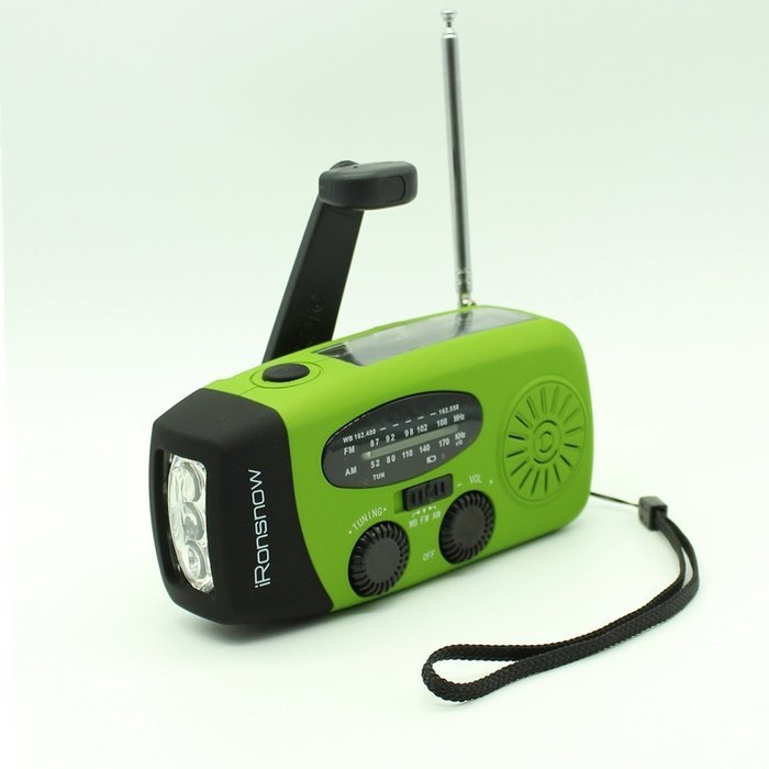 iRonsnow IS-088 Dynamo Emergency Solar Hand Crank Self Powered AM/FM/NOAA Weather Radio, LED Flashlight, Smart... N3