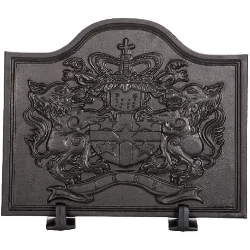 Black Cast Iron Lion Fireback - 18 x 22 inch