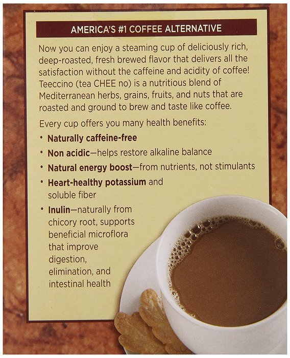 Teeccino Herbal Coffee, French Roast, Caffeine-Free, 25-Count Tea Bag N28