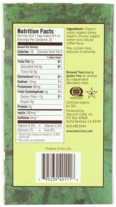 Teeccino Herbal Coffee, French Roast, Caffeine-Free, 25-Count Tea Bag N29