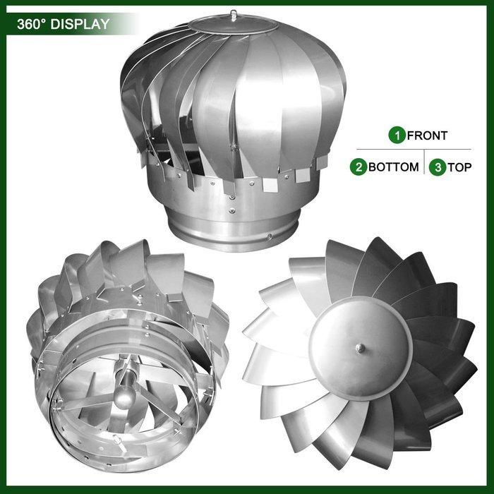 310 Mm Stainless Steel Rotating Spinning Roof Cowl MAD Spinner Chimney Flue Cowl N3