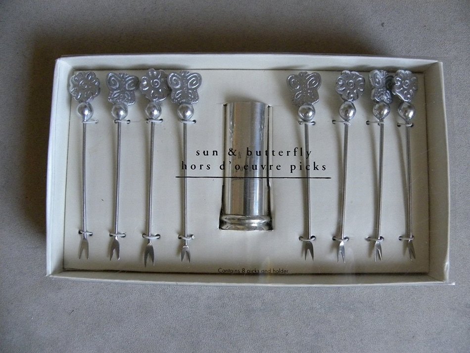 Pier 1 Imports Sun & Butterfly Hors d'oeuvre Picks Stainless Steel Set
