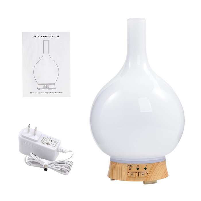 Yomondo Aromatherapy Essential Oil Diffuser 100ml Ultrasonic Aroma Oil Diffuser Glass Cover Humidifier(Color Changing... N5