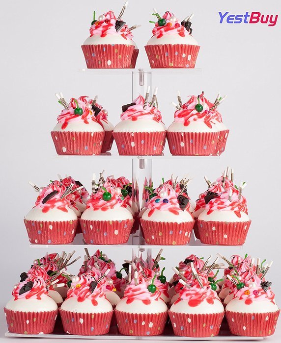 YestBuy&reg; 4 Tier Maypole Square Wedding Party Tree Tower Acrylic Cupcake Display Stand (15.1 Inches)&shy; N19