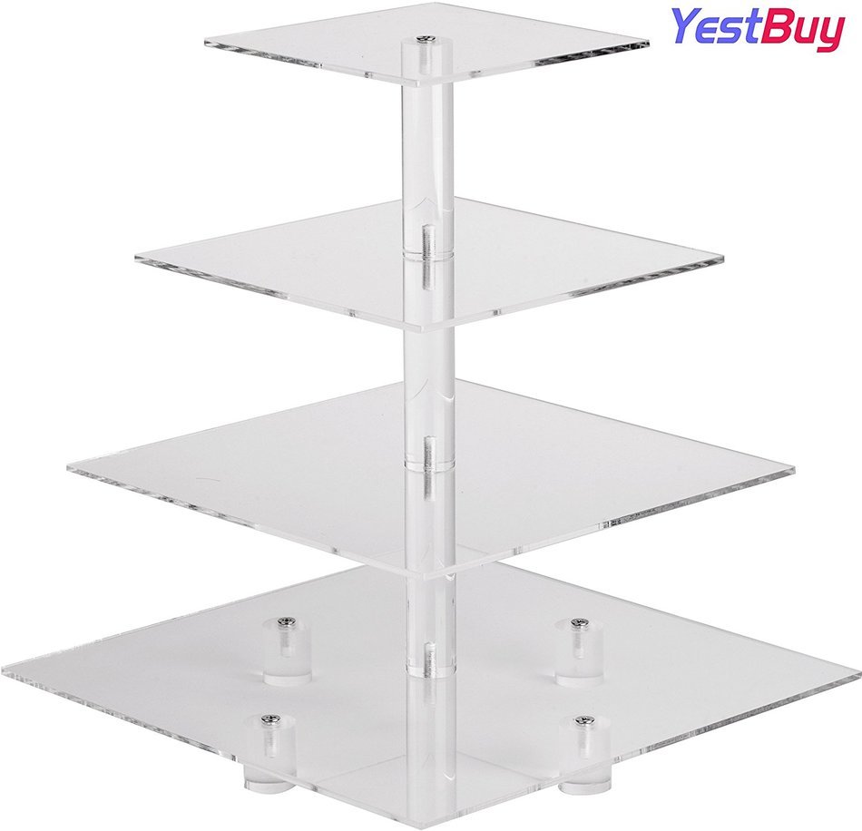 YestBuy&reg; 4 Tier Maypole Square Wedding Party Tree Tower Acrylic Cupcake Display Stand (15.1 Inches)&shy; N22