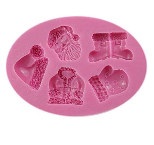 Autek Santa Claus boots gloves Coat Xmas Fondant Soap Cake Decorate Silicone Mold #143 N3