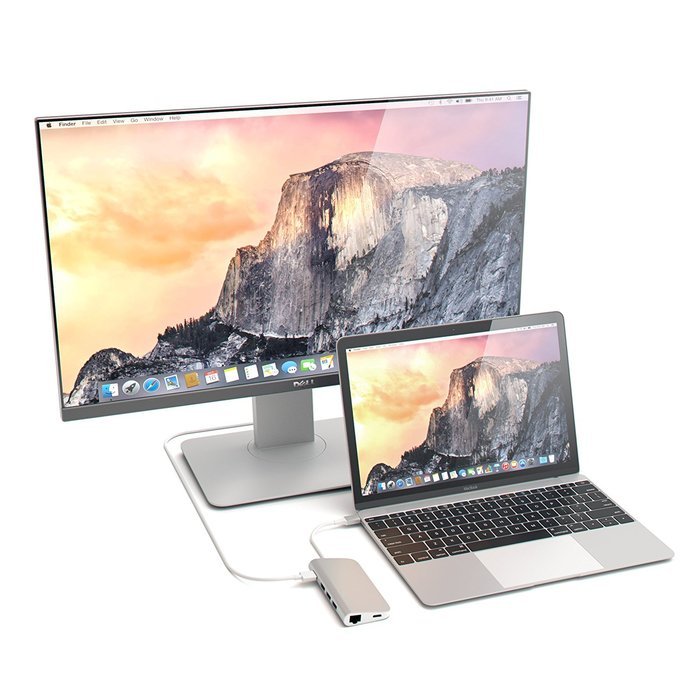 Satechi Aluminum Multi-Port Adapter 4K HDMI (30Hz), Type-C Pass Through, Gigabit Ethernet, SD/Micro Card Reader... N9