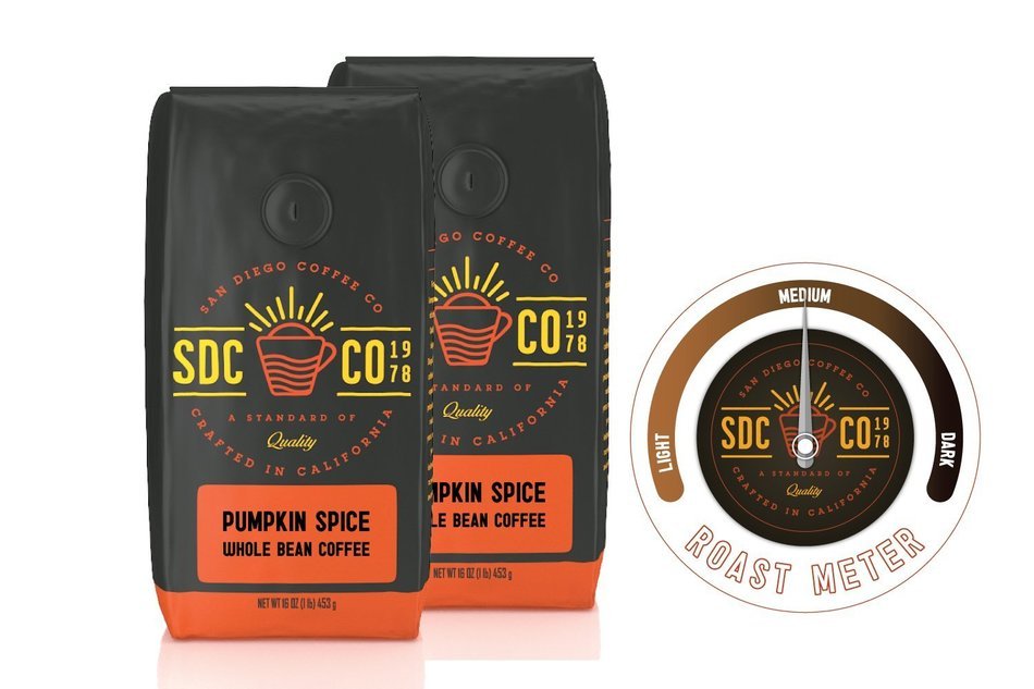 San Diego Coffee Pumpkin Spice, Whole Bean Coffee (1 LB (Pack of 2)