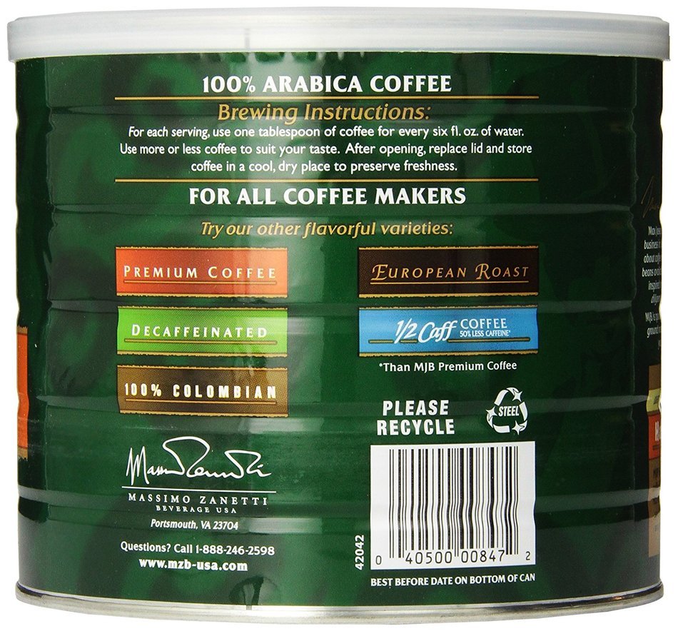 MJB Coffee 100% Colombian Ground, 23 Ounce N6