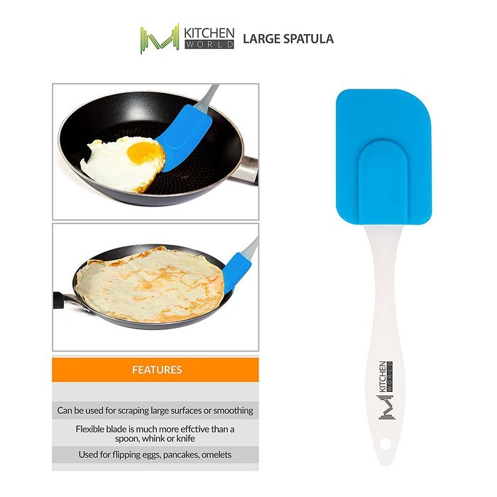 mKitchen Orange Soft Easy Flex Silicone Spatula Set of 3 - Heat Resistant Baking Supplies, Bakeware Set, Kitchen... N8