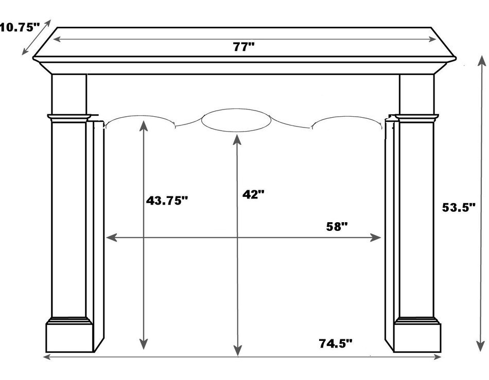 Pearl Mantels 134-58 Deauville Unfinished Fireplace Mantel, Interior Opening 58-Inch Wide by 42-Inch High N3