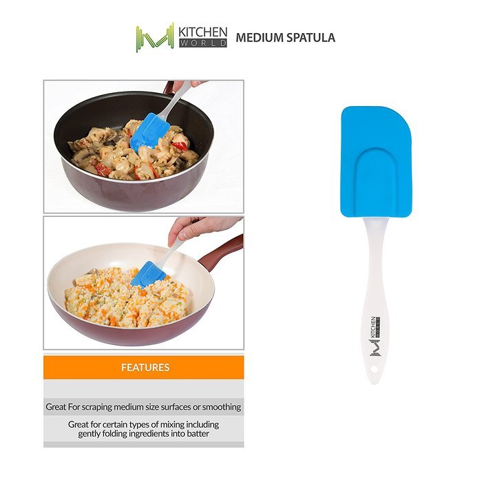 mKitchen Orange Soft Easy Flex Silicone Spatula Set of 3 - Heat Resistant Baking Supplies, Bakeware Set, Kitchen... N9