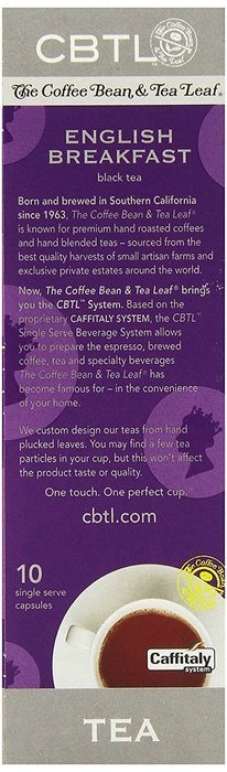 CBTL English Breakfast Tea Capsules By The Coffee Bean & Tea Leaf, Net Wt. 32.5g, 10 Count Box N3