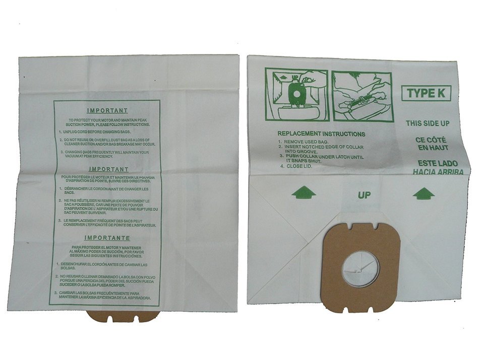 12 Hoover Type K Spirit Vacuum Bags, Canisters, Encore, Supremacy, Older Runabout Vacuum Cleaners,4010028K, 4010100K...