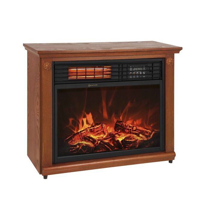 Large Room Infrared Quartz Electric Fireplace Heater Honey Oak Finish w/ Remote Most Sold Item N2