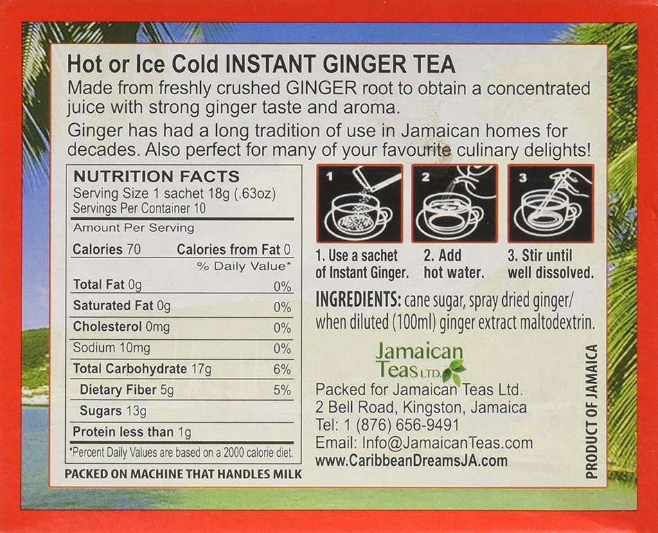 Caribbean Dreams Instant Ginger Tea 10 Sachets (4 Pack)