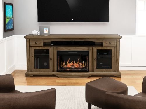 Trayer Flat Panel TV Stand With 26" Logset Fireplace Insert