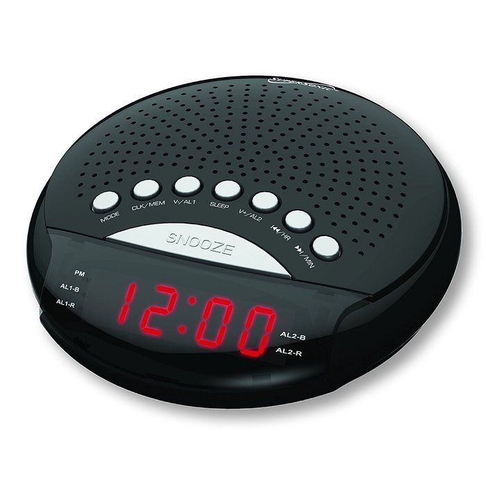 SuperSonic Digital AM/FM Radio Alarm Clock, Black N2