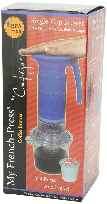 Cafejo My French-Press with K-Cup Pod and Ground Coffee Adaptors Plus, Various Coffee Samples N10