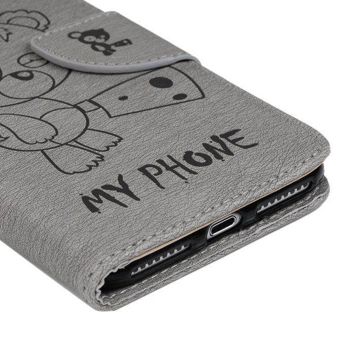 iPhone 7 Plus Case (5.5 inch) - Wallet Flip Stand Case Embossed Cute Bear PU Leather Case Shockproof TPU Inner... N3