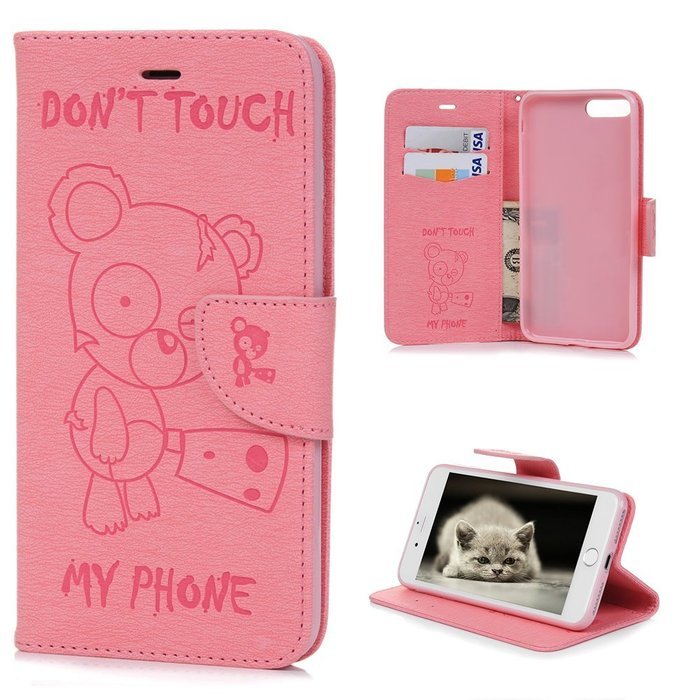 iPhone 7 Plus Case (5.5 inch) - Wallet Flip Stand Case Embossed Cute Bear PU Leather Case Shockproof TPU Inner... N5
