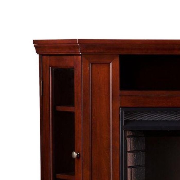 Carter 48 in. Convertible Electric Indoor Portable Corner Fireplace Heater in Cherry, Can Fit Flat TV up to 46...