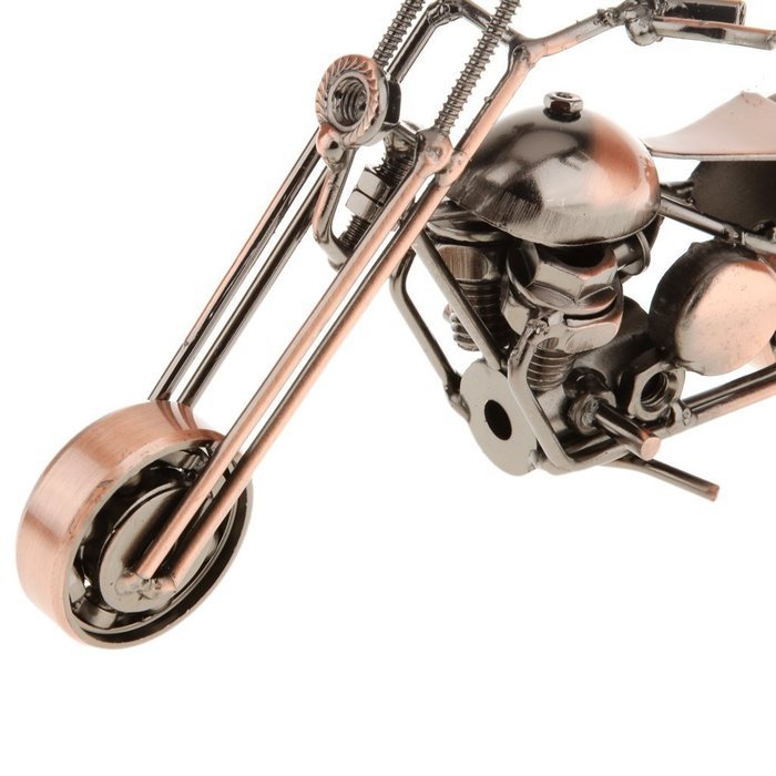 Handmade Wrought Iron Motorcycle Model Bronze Black#3 - Black