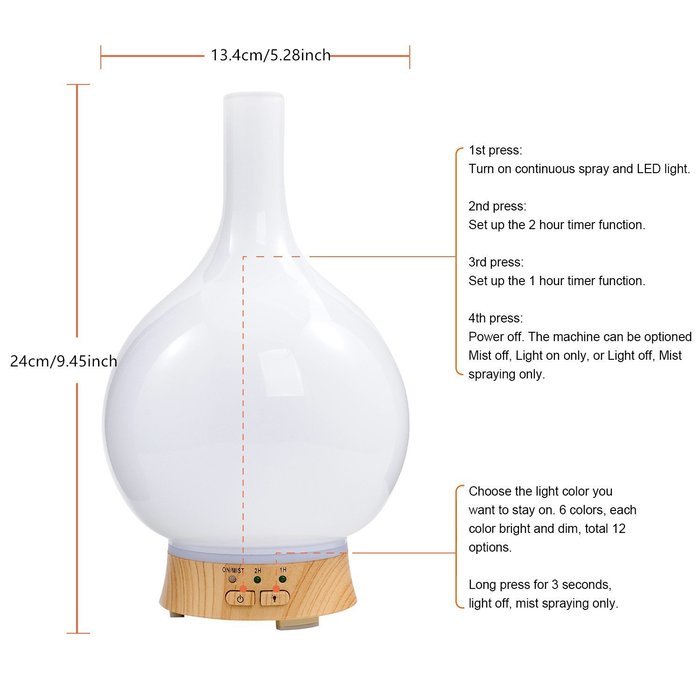 Yomondo Aromatherapy Essential Oil Diffuser 100ml Ultrasonic Aroma Oil Diffuser Glass Cover Humidifier(Color Changing... N6