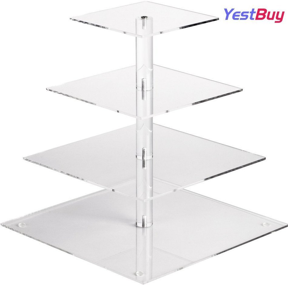 YestBuy&reg; 4 Tier Maypole Square Wedding Party Tree Tower Acrylic Cupcake Display Stand (15.1 Inches)&shy; N27