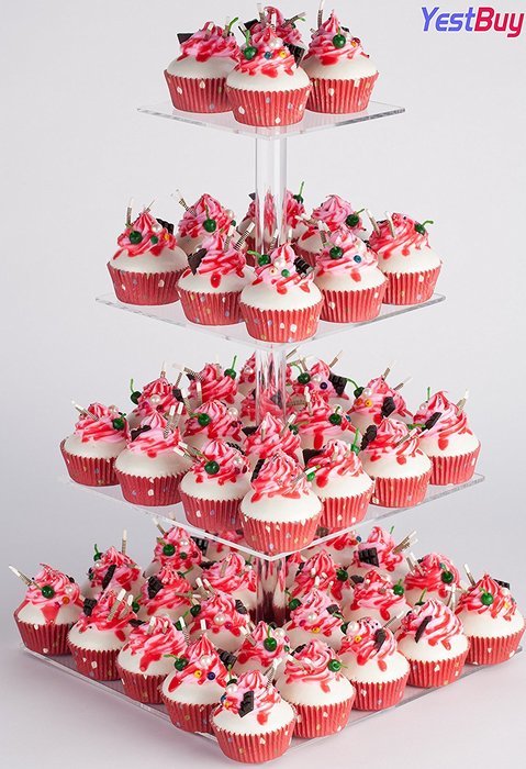 YestBuy&reg; 4 Tier Maypole Square Wedding Party Tree Tower Acrylic Cupcake Display Stand (15.1 Inches)&shy; N29