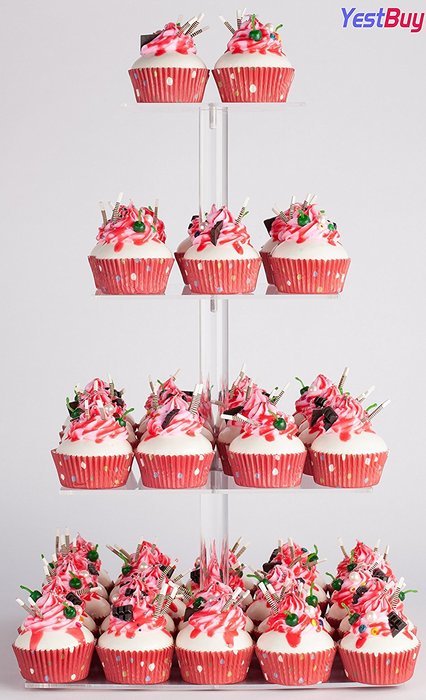 YestBuy&reg; 4 Tier Maypole Square Wedding Party Tree Tower Acrylic Cupcake Display Stand (15.1 Inches)&shy; N30