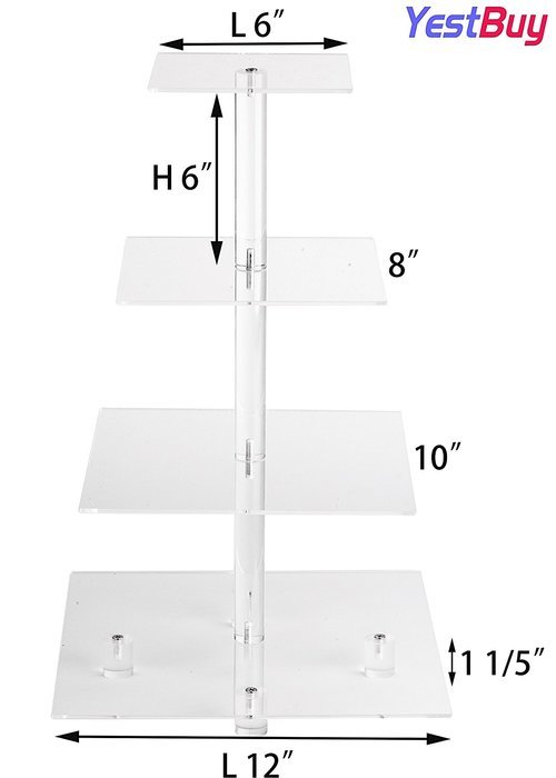 YestBuy&reg; 4 Tier Maypole Square Wedding Party Tree Tower Acrylic Cupcake Display Stand (15.1 Inches)&shy; N31