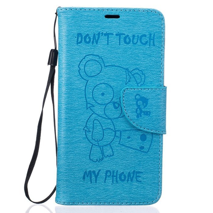 LG K10 Case, LG K10 Wallet Case,PHEZEN Cute Bear Don't Touch My Phone Design PU Leather Wallet Case Stand Flip...