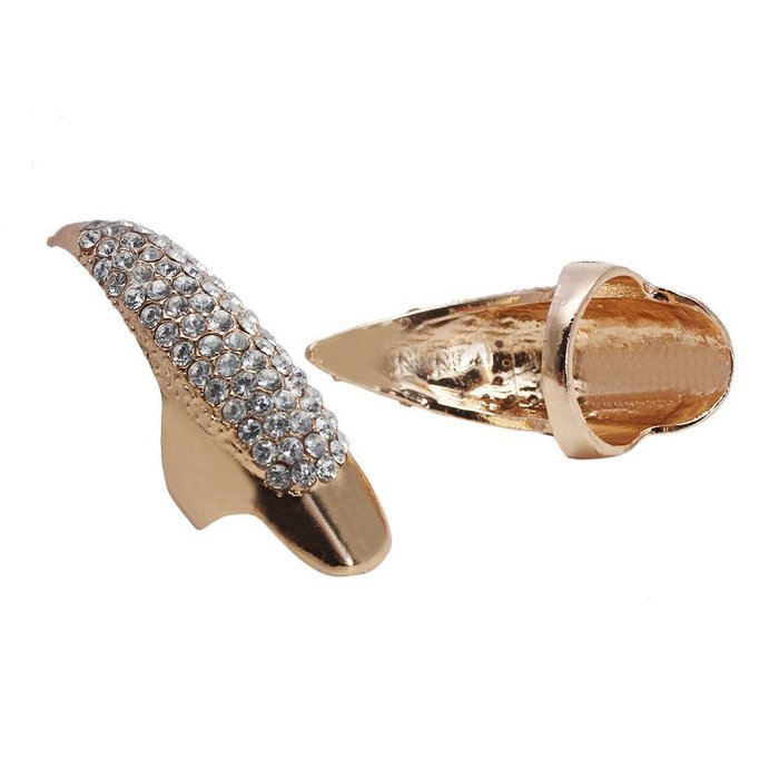 AutumnFall&reg; 10 Pcs Masquerade Props False Nail Sets Claw Paw Talon Finger Ring (Gold) N4