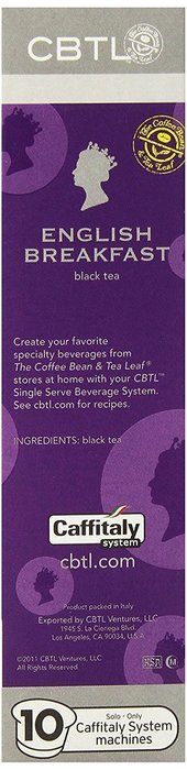 CBTL English Breakfast Tea Capsules By The Coffee Bean & Tea Leaf, Net Wt. 32.5g, 10 Count Box N5