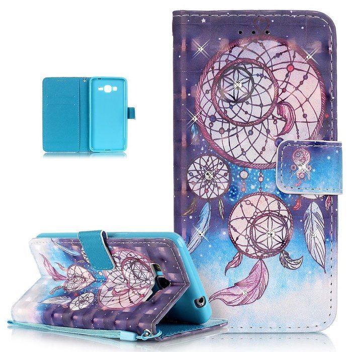 Galaxy Grand Prime Case,ikasus Shiny Glitter Diamond Colorful Art Painting PU Leather Flip Wallet Pouch Stand... N5